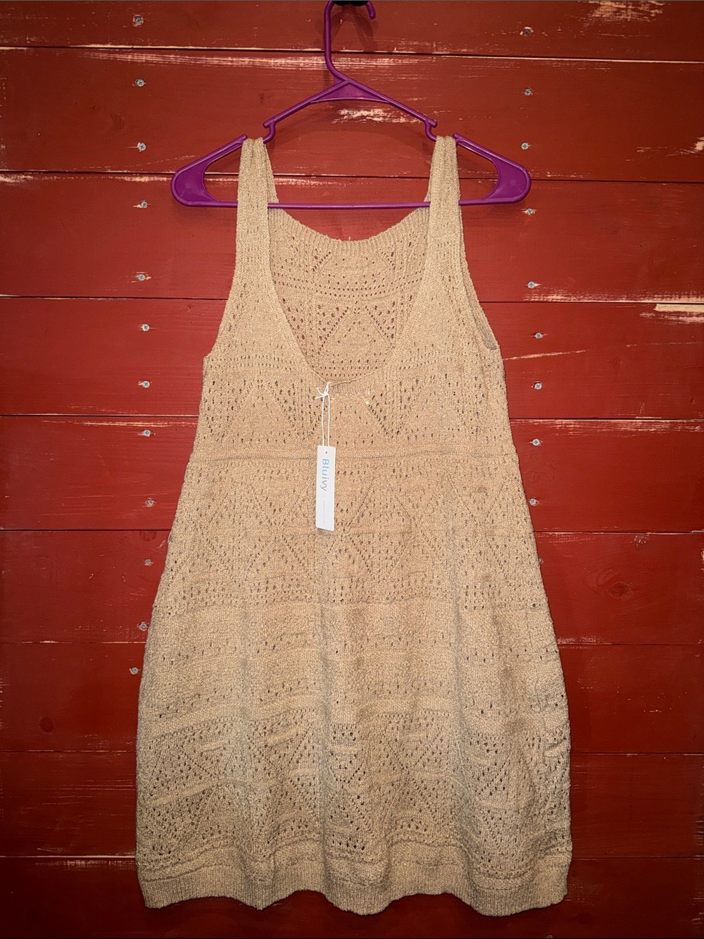 Bluivy Beige Crochet Swim Cover-Up